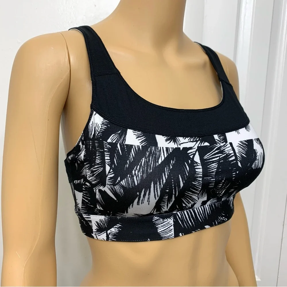 Fabletics High Support Black and White Palms Sports Bra Women’s top size S - Picture 2 of 10